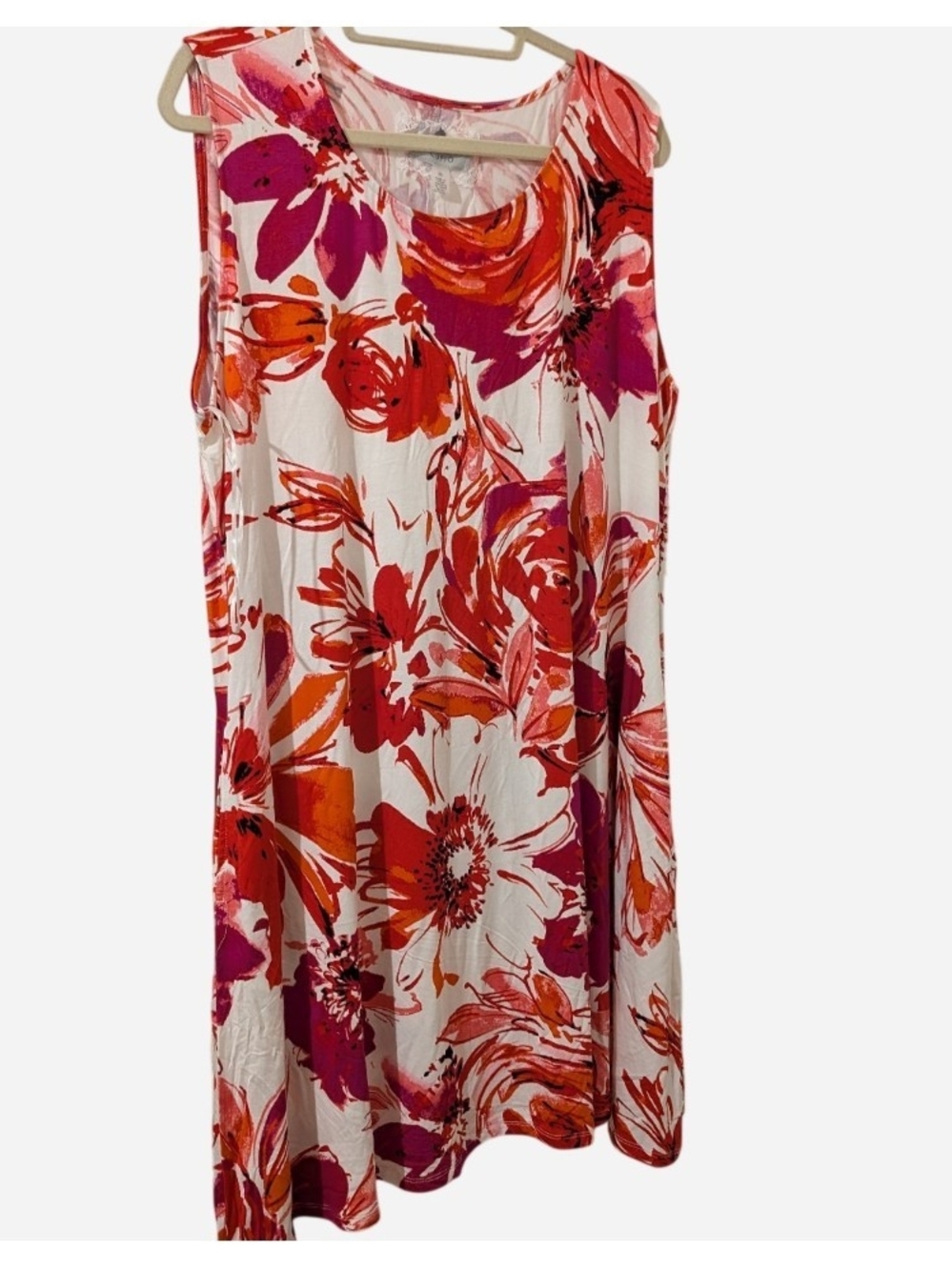 Cupio White Midi Dress with Red, Pink & Orange Floral Print